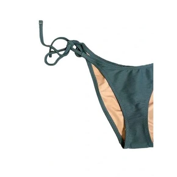 NWT J.Crew Ribbed Curved Waist High Leg Cut Cheeky String Bikini Bottom S Green - Picture 2 of 12